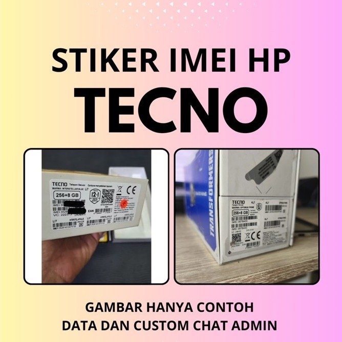 Stiker IMEI HP TECNO All Varian Stiker kotak hp tecno