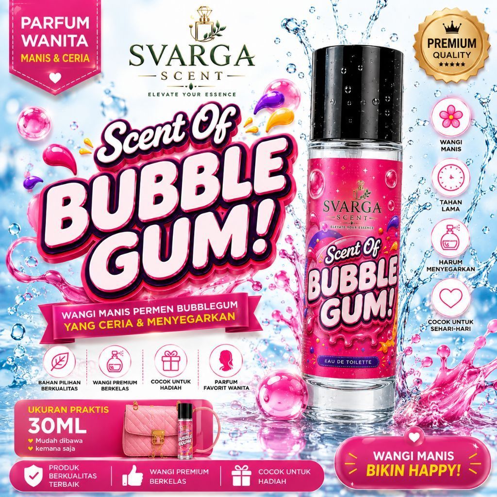 SVARGA SCENT Parfum Bubble Gum Aroma Manis Segar Playfull - Cocok untuk Pria dan Wanita remaja atau 