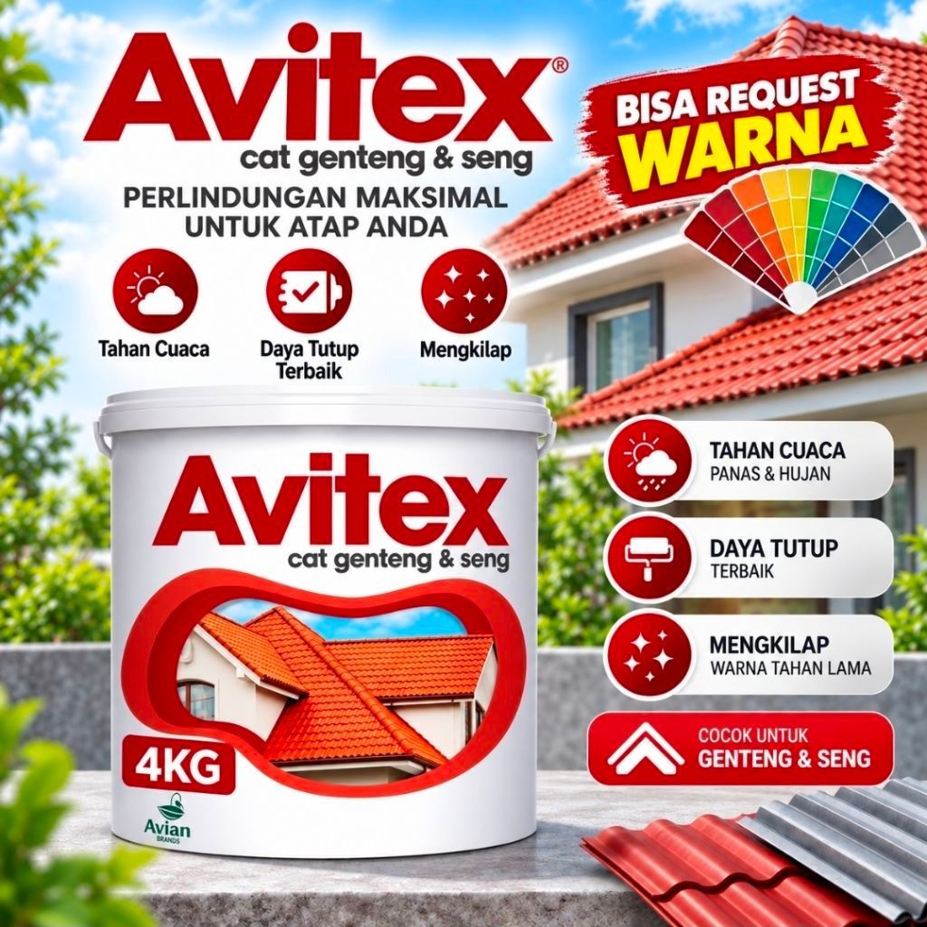 CAT GENTENG SENG AVITEX 4KG SPANDEK ASBES BETON TEMBOK TALANG GALVANIS TANAH LIAT BESI