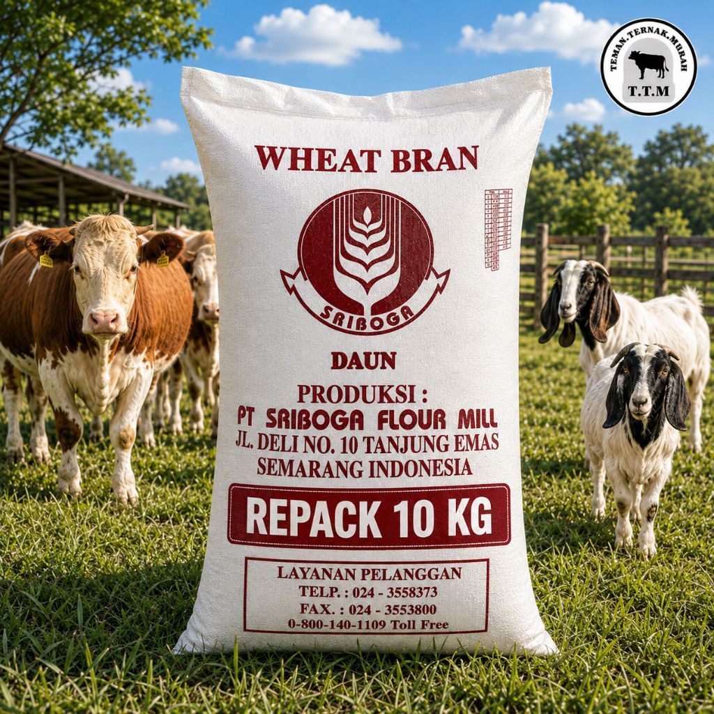 WHEAT BRAN DAUN 10 Kg- SRIBOGA- Bran pakan sapi - bran.pakan kambing - bran penggemukan