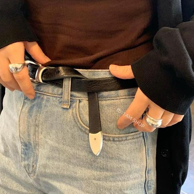 Our Legacy Leather Belt (Black/ Milky White)