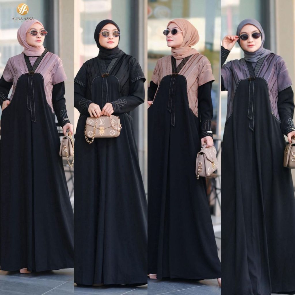 MAHALINI DRESS BY AURA ASKA / GAMIS ABAYA HITAM MEWAH