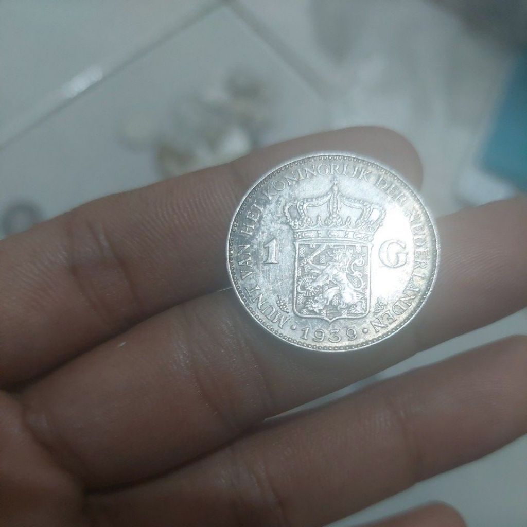 Koin perak 1 gulden 1939. asli.