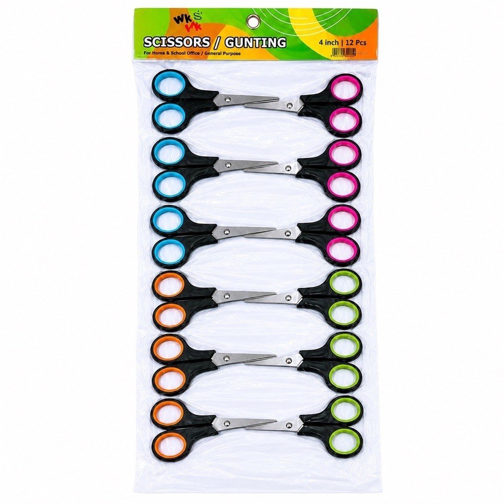 ( 1 Lusin ) Gunting / Scissors Kecil 4 Inch merek WKWK Rentengan
