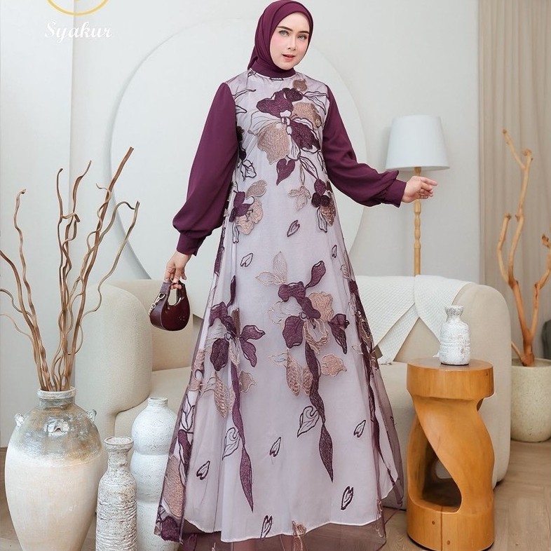 gamis tile flower by syakur collection