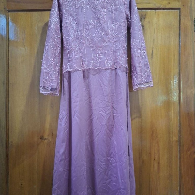 Gamis Brokat Kondangan Dress Dusty Pink