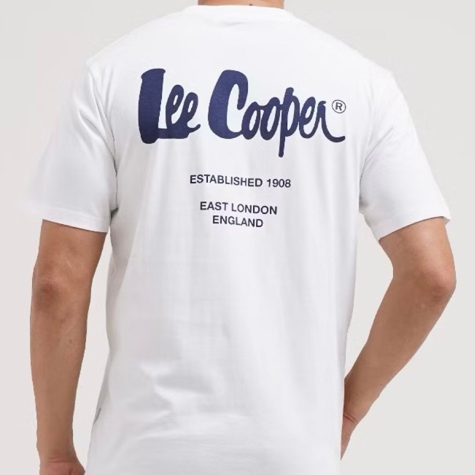 Tshirt Lee Cooper White Basic Logo Kaos Unisex / Kaos Lee Cooper