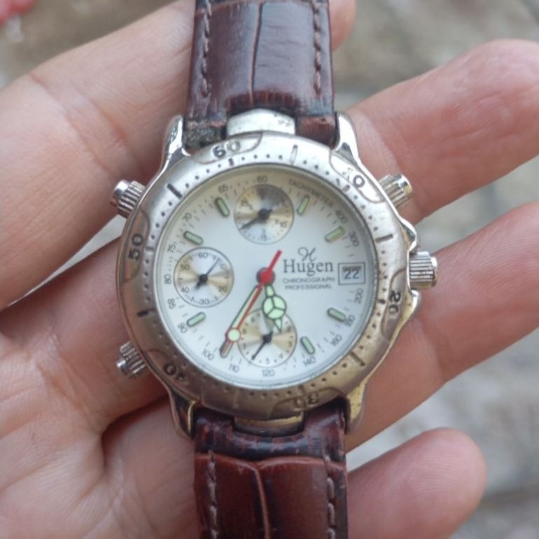 jam tangan hugen chronograph second bekas original