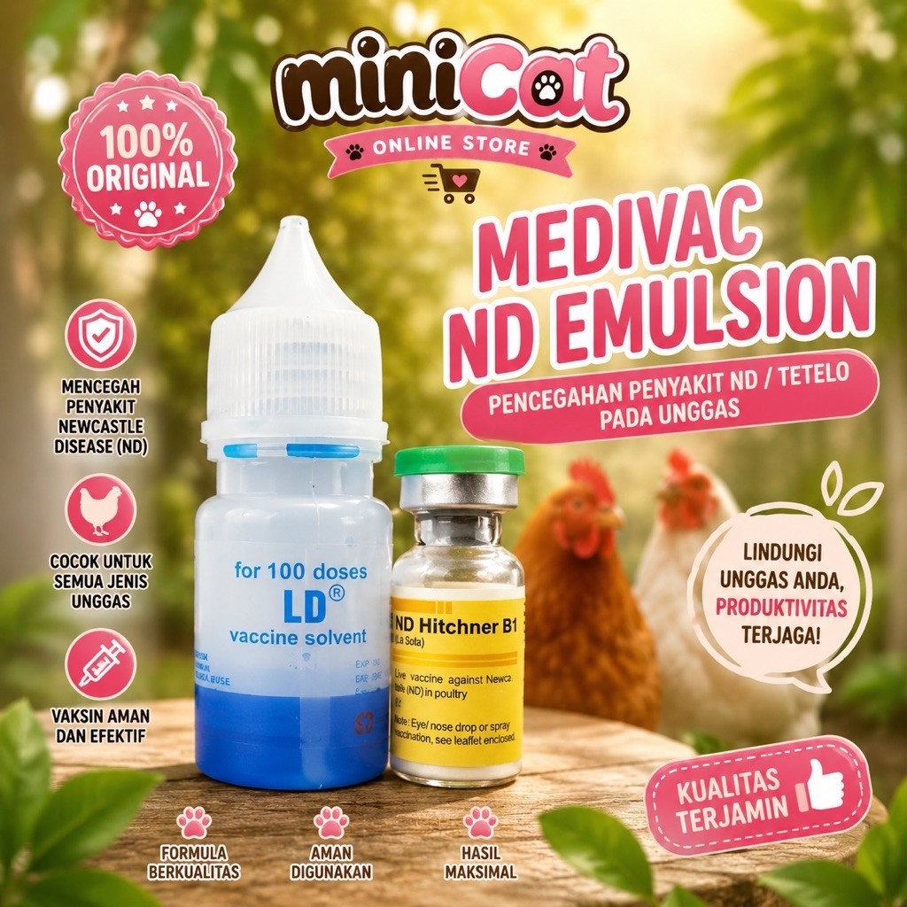 Vaksin Ayam ND Lasota Medivac - 100 Ekor, Tingkatkan Imunitas Ayam