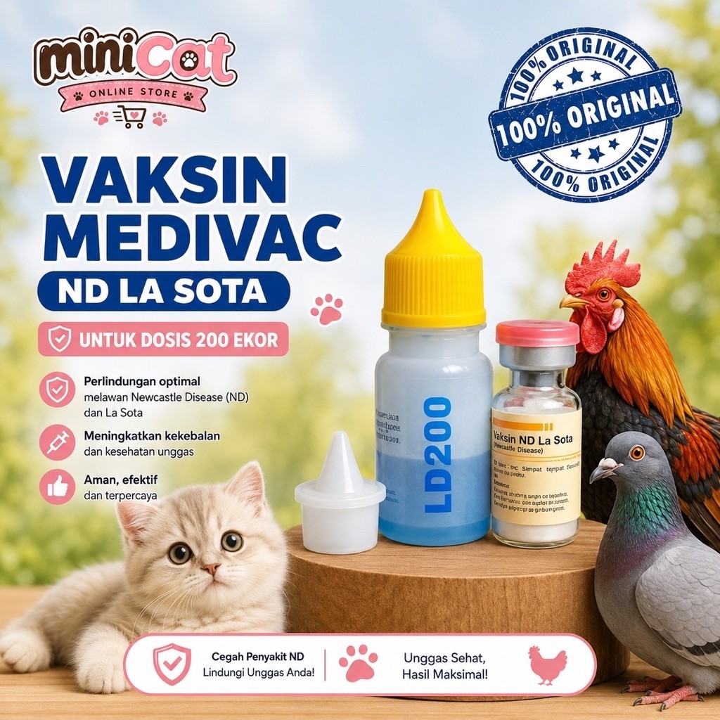 Vaksin Ayam ND Lasota Medivac - 200 Ekor, Tingkatkan Imunitas Ayam