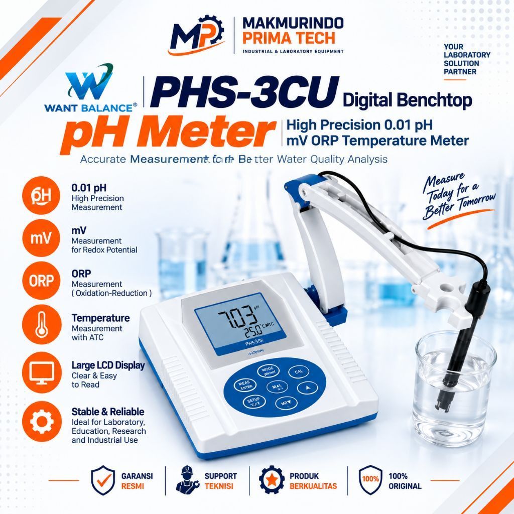Want Balance PHS-3CU Digital Benchtop pH Meter High Precision 0.01 pH mV ORP Temperature Meter Alat 