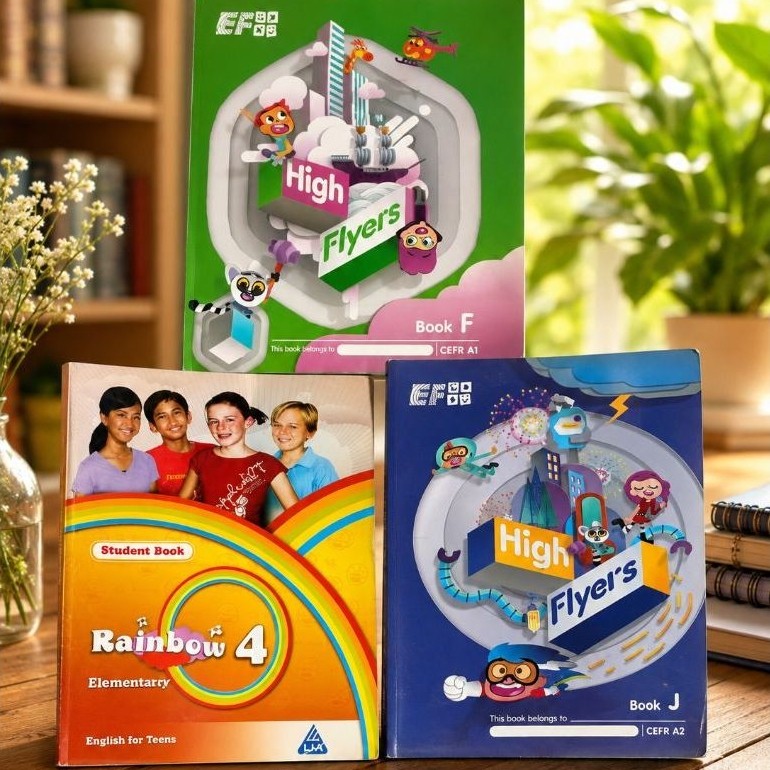 Buku Belajar Bahasa Inggris High Flyers Book F CEFR A1 High Flyer's Book J CEFR A2 By EF dan Rainbow