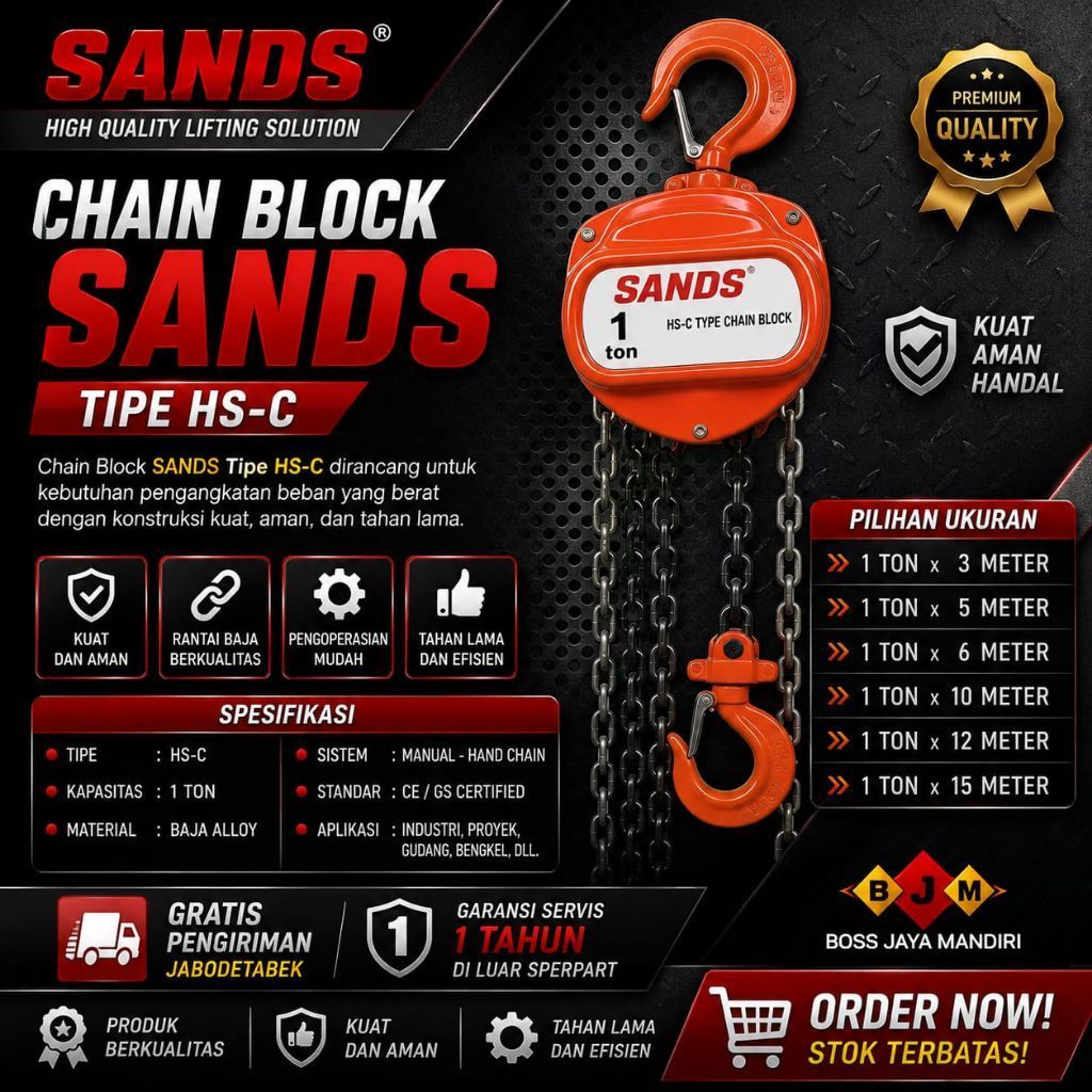 CHAIN BLOCK 1 TON X 15 METER TAKEL KATROL MANUAL 1TON X 15METER SANDS