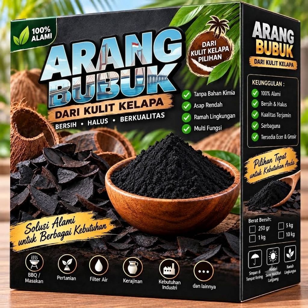 ​[Ecer & Grosir] Arang Bubuk Batok Kelapa Murni 100% Alami / Powdered Charcoal Halus & Bersih
