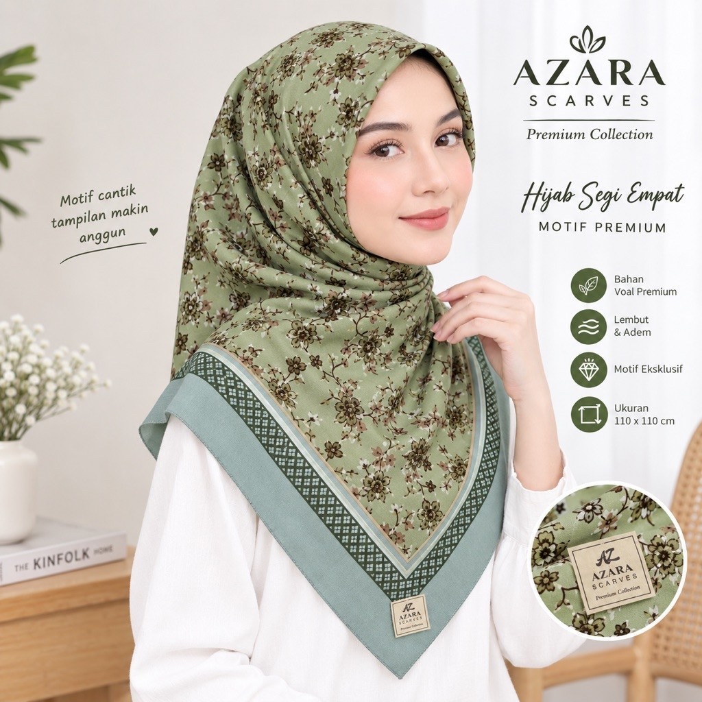 Jilbab Segi Empat Voal Motif Oskara Azara Hijab Voal Motif