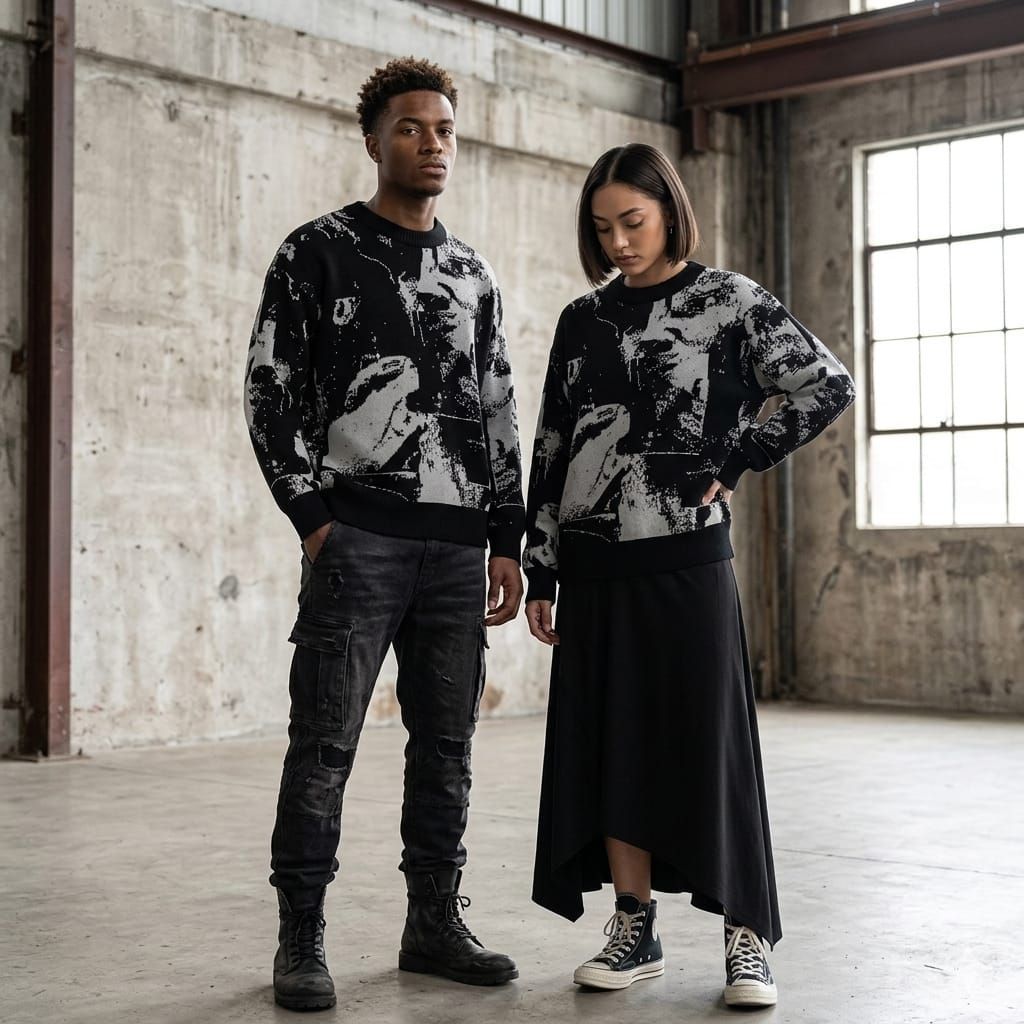 Yansan Sweater Co. / Sweater Montana lengan panjang motif abstrak / Outer Rajut uniseks casual