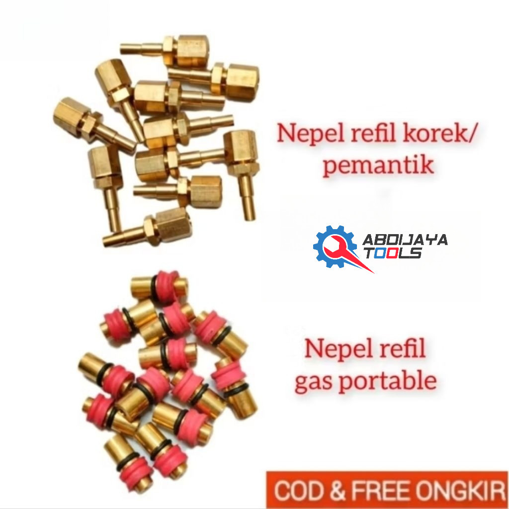 Alat isi ulang gas PORTABLE gas kaleng portable simple nepel isi ulang gas portable bahan KUNINGAN