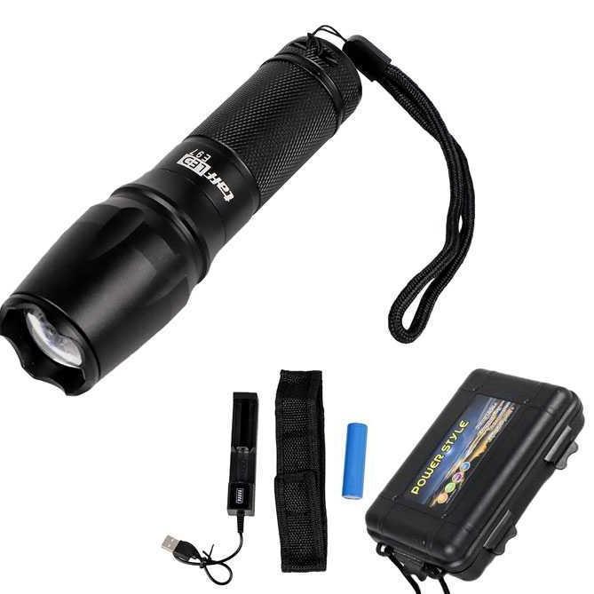 GHEATHEON Senter Led Taffled E97 Flashlight 3000 Lumens Baterai + Charger + Box