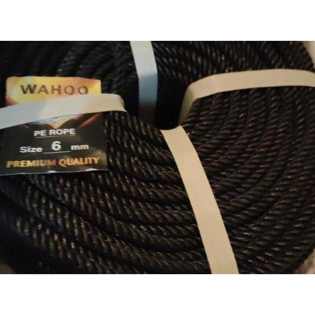 Tali Tambang Nylon Plastik Hitam, 6 Mm Panjang 10 Meter