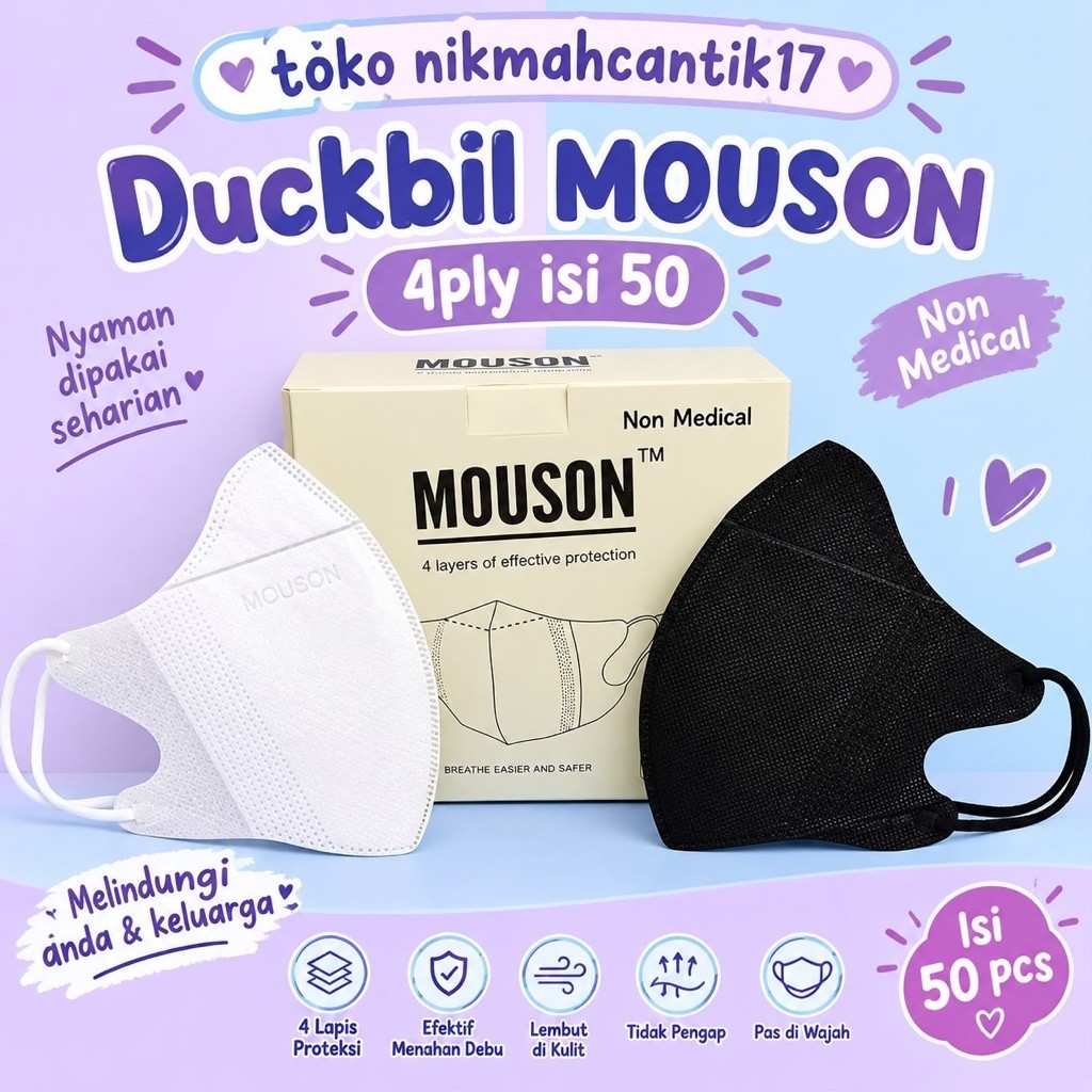 Masker duckbill Mouson Alkindo FM HITAM PUTIH