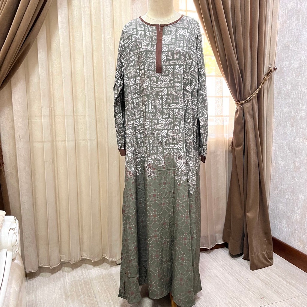 (Daster Luza) Longdress Resleting Jumbo IDT by Batik Luza Pekalongan