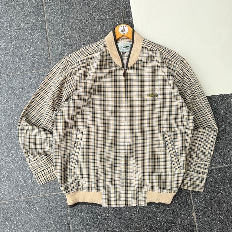 Vintage Crocodile Tartan Bomber Jacket