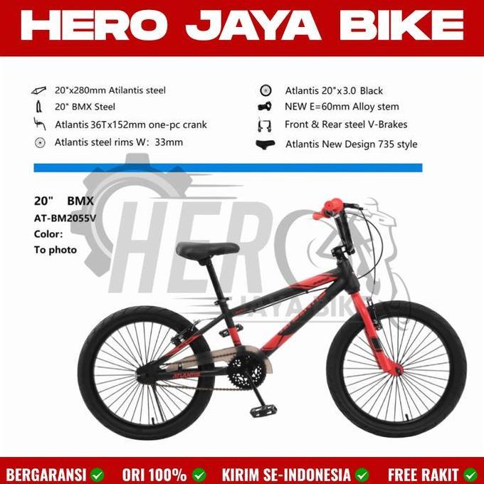 Sepeda Anak Laki Bmx Atlantis Rapid 55 Ukuran 20Inch Ban Kecil Terbaru