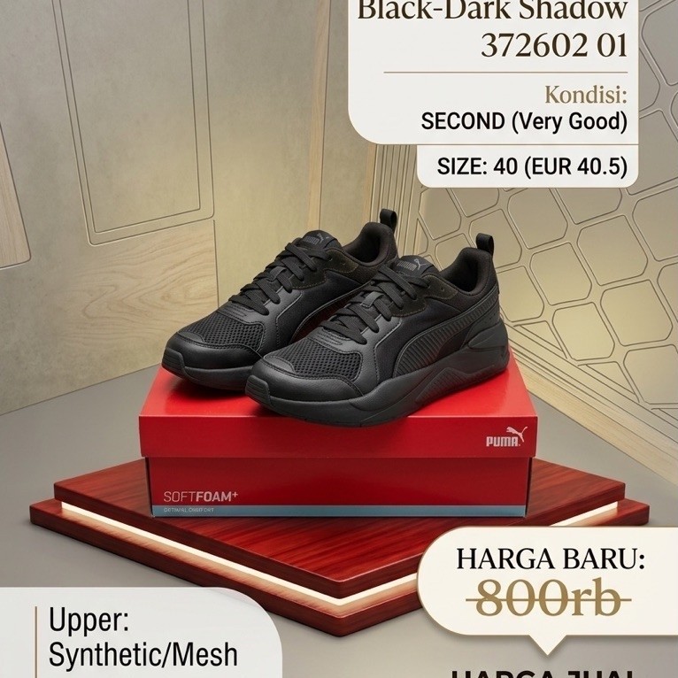 Sepatu Sneakers X-Ray Puma Black-Dark Shadow