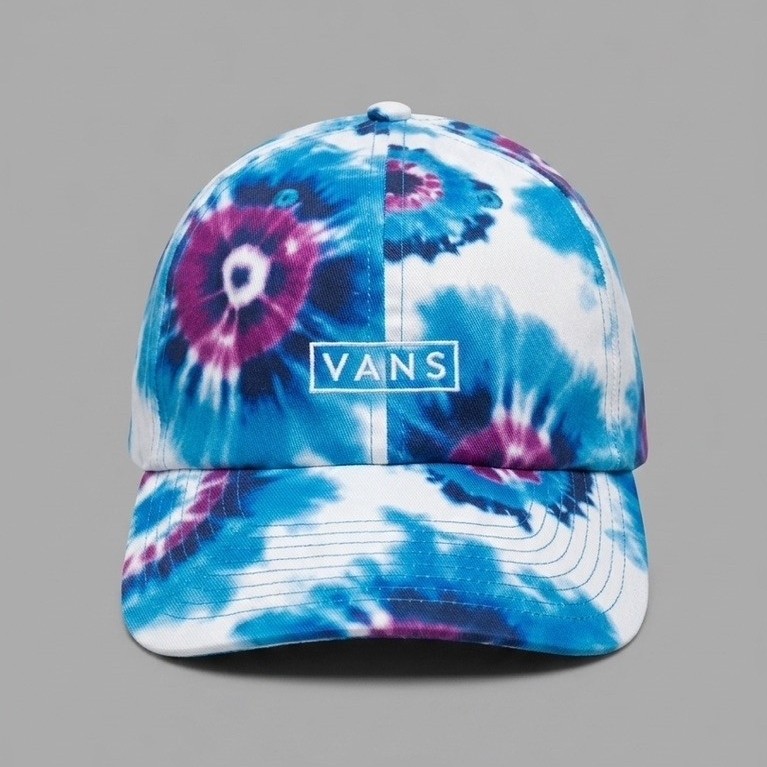 VANS ORIGINAL TIE DYE BIRU UNGU | Baseball Cap Dad Hat Vans RARE | Topi Vans Motif