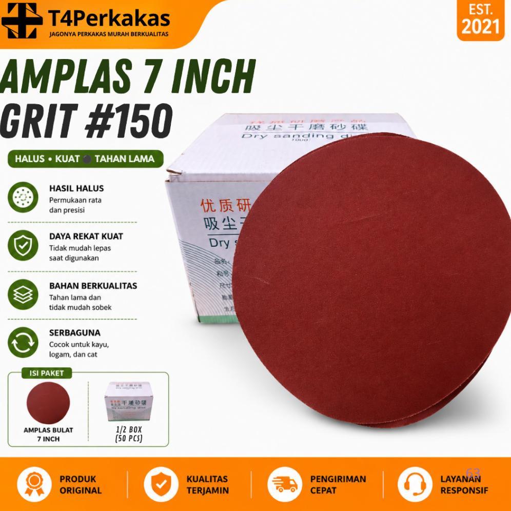 Amplas Bulat 7 Inch 1 Box Amplas tempel Velcro Lubang