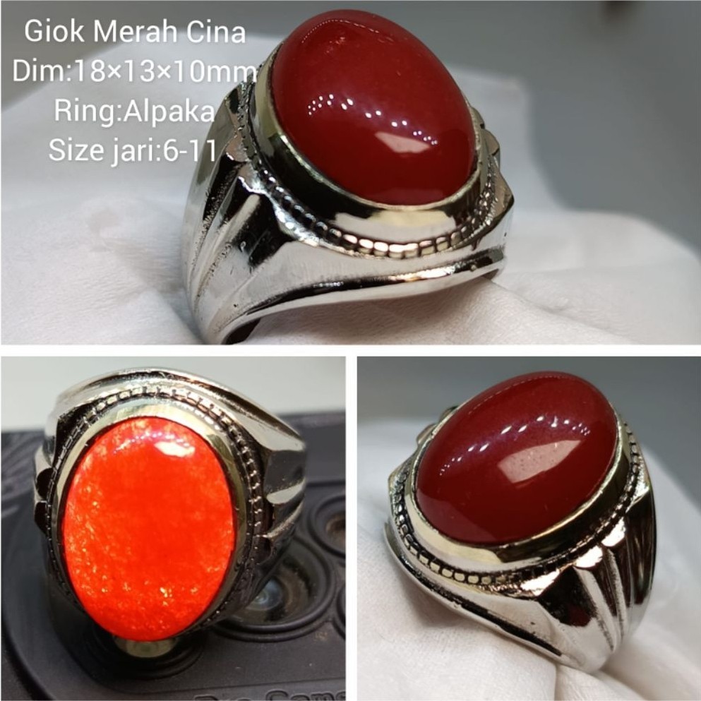 CINCIN BATU GIOK MERAH ASLI CINA CRYSTAL NATURAL HG