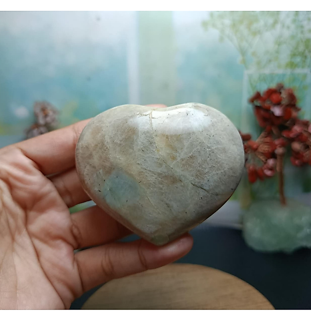 Batu Natural Green Moonstone Heart (1) Asli Batu Alam