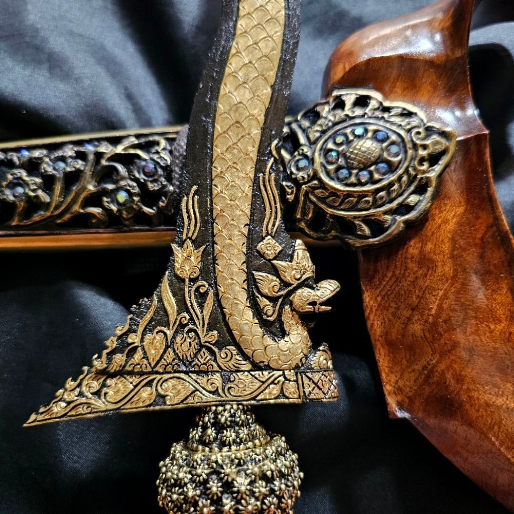 Keris Nogo Sapto VII Luk 7 Kinatah Sepuh Emas Pamor Kelengan