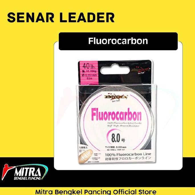 Senar Leader Blood Fluorocarbon Clear 50m Stiff High Abrasion Resitance 100% Fluorocarbon Hybrid Lea