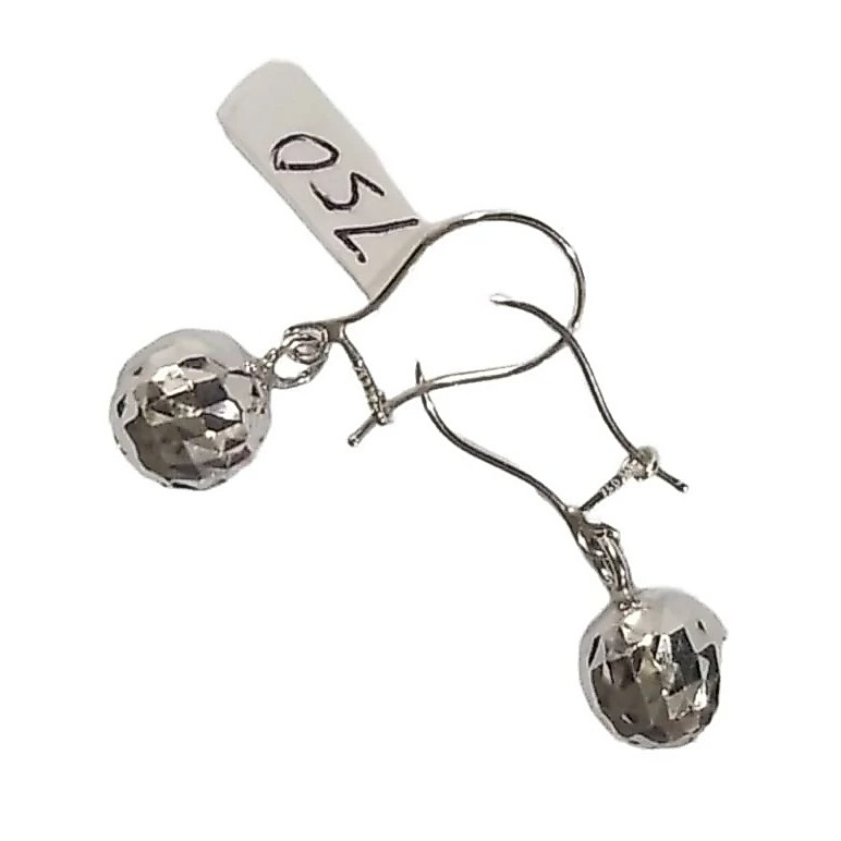 Anting Kait Bola Crystal Elegant Emas Putih Asli