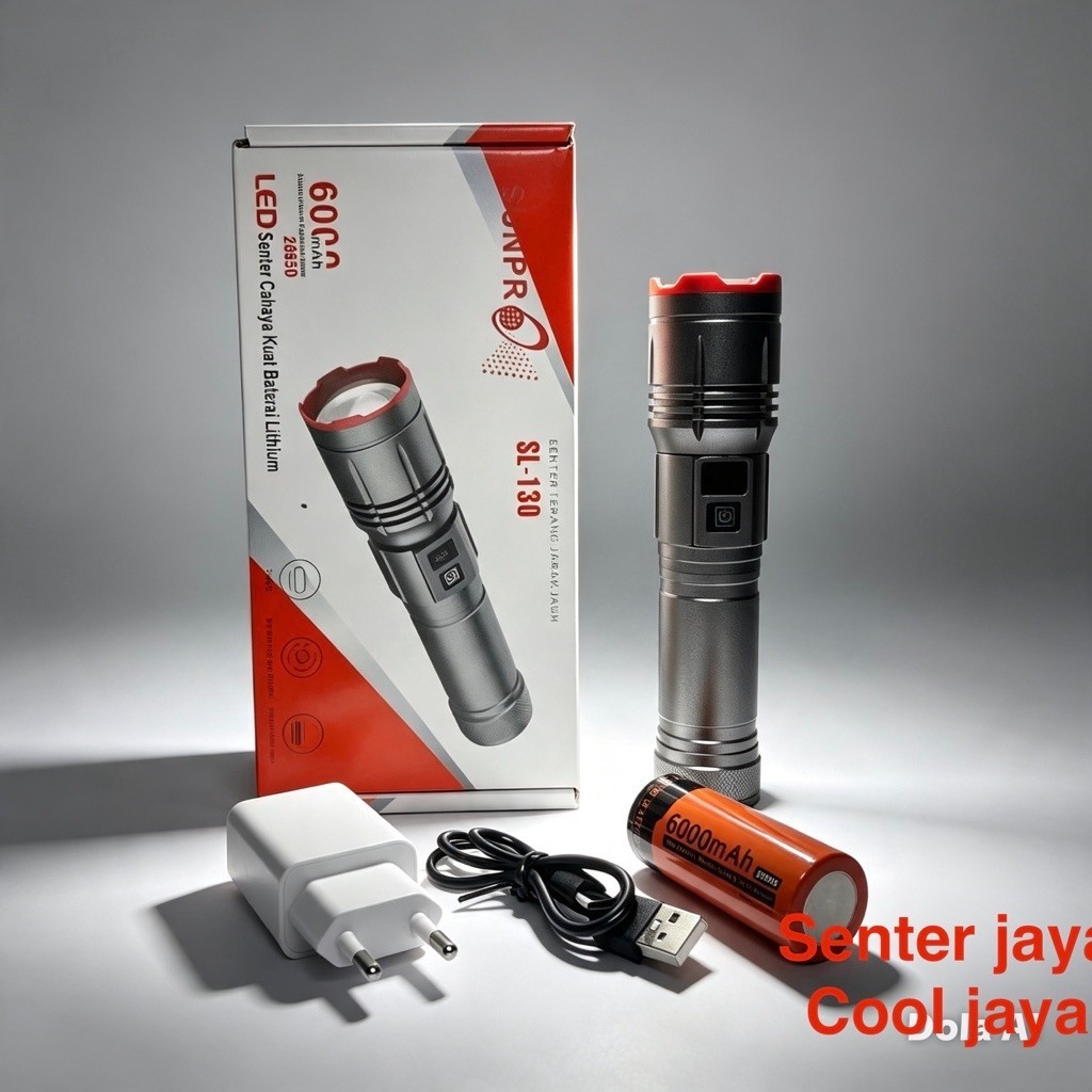 Sunpro Senter Tangan Zoom Led Cahaya Super Terang 30 Watt Tahan Hingga 30 Jam SUNPRO SL-130 30W | Se