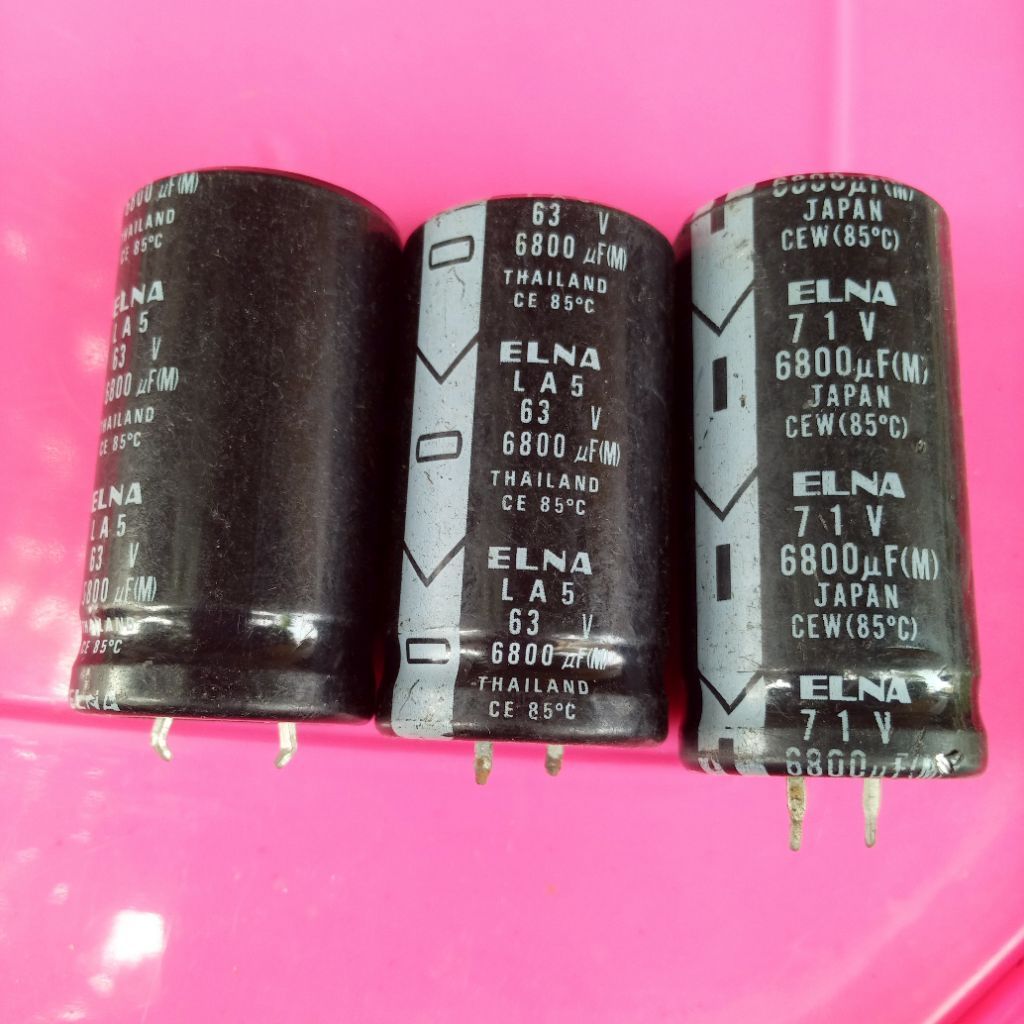 3 pcs elco elna 6800 uf 63 v dan 71 v 2 pin baru stok lama sesuai foto