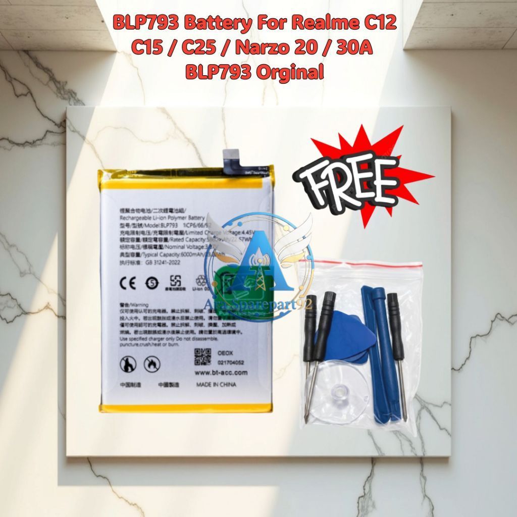 Baterai OPPO BLP793 Relmi C11 C12 C15 C25 Narz0 20 Narz0 30A  Battery Batre Batrai Batere
