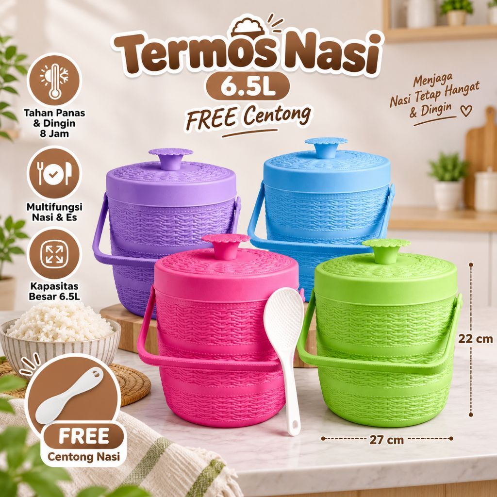 Rice ice Bucket 6,5 Liter Termos Nasi Termos Es 6Liter