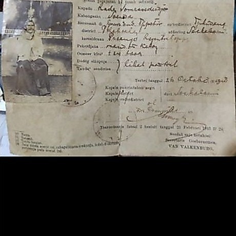 Paspor Hindia Belanda Asli Tahun 1920 (Soerat Katerangan) + Foto & Cap Singapore | Dokumen Antik Kol