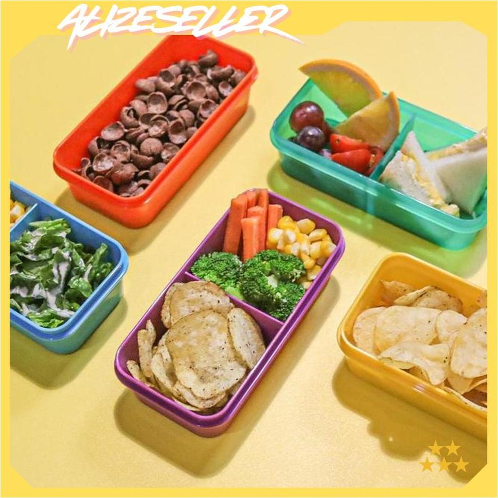 kubox kotak makan rectanguler with divider/lunch box Ori