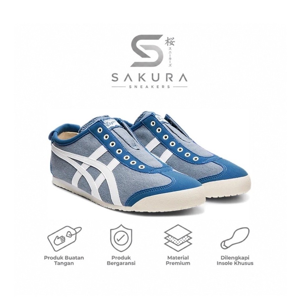 Sepatu Pria Wanita Sneakers Onitsuka Tiger Slip On Kanvas Grey Floss