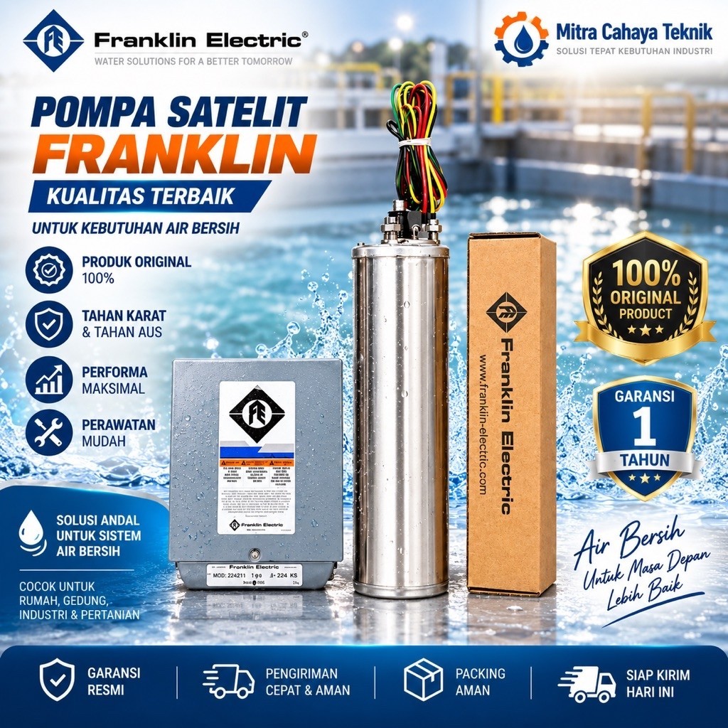 Motor Dinamo FRANKLIN 0.75 HP 3/4 HP 0.55 kW 1 Phase 4 Inch Satelit Submersible