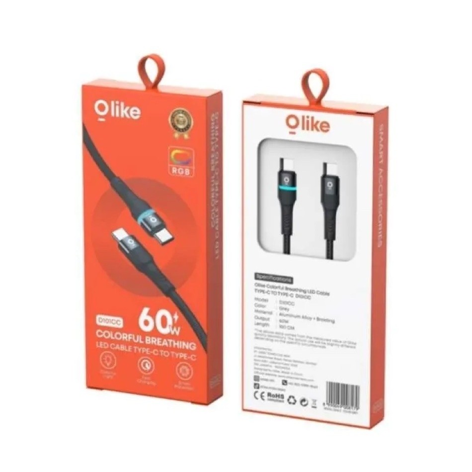 D101CC D101CL KABEL DATA OLIKE 60W FAST CHARGING RGB LED CABLE DATA CESAN HP TYPE C LIGHTNING