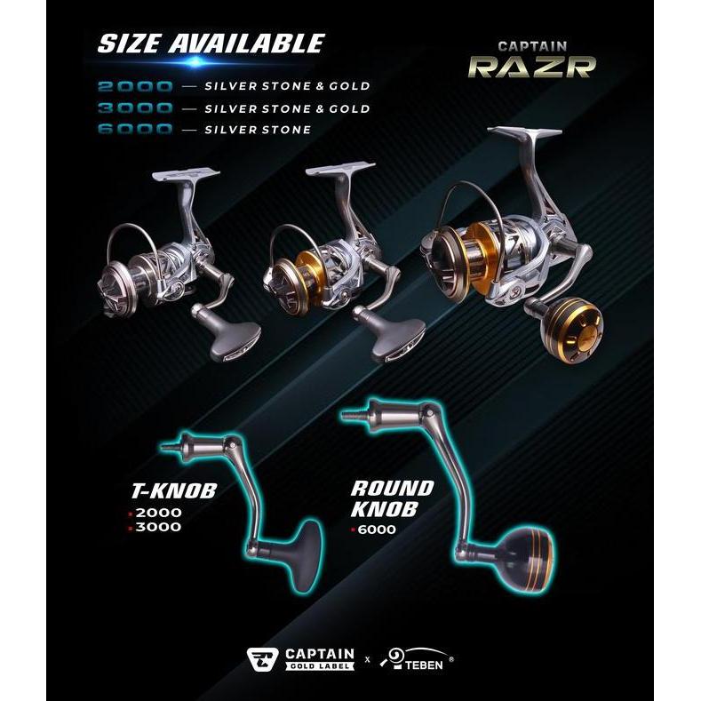 Reel Captain Razr Gold Label X Teben, 2000, 3000, 6000 Max Drag 10,10, 12Kg Ikan Pancing