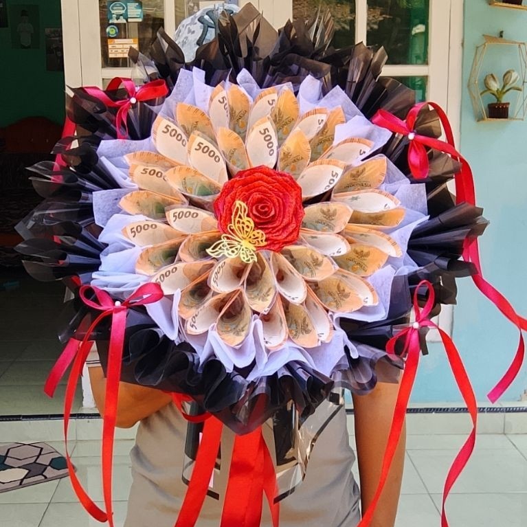 Buket Uang 20 Lembar / Buket Graduation / Round Money Bouquet