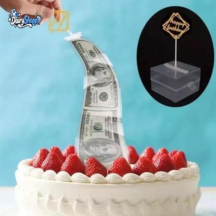 TANPA CAKE  Box Cake ATM Box Kotak Uang Untuk  Cake Kue Tarik Uang