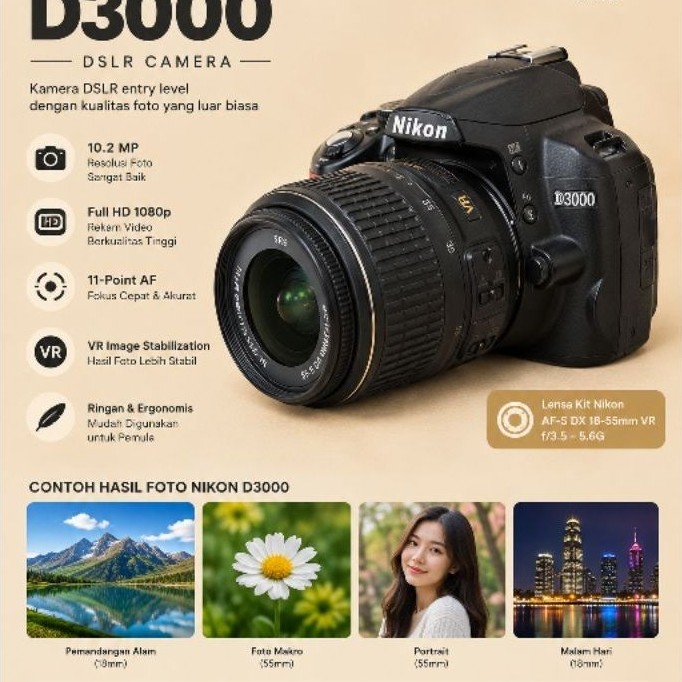 Nikon D3000 DSLR Kamera Murah Bergaransi