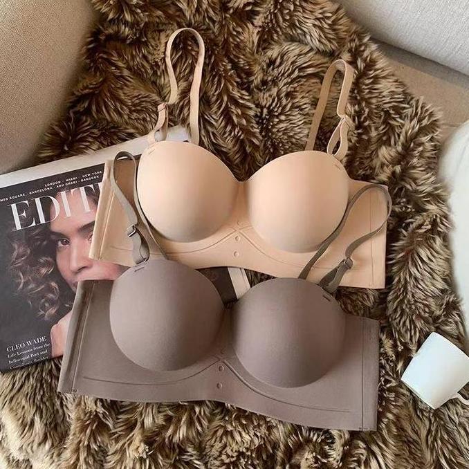 Bra Setengah Cup Tanpa Tali Push-Up Untuk Dada Kecil, Terlihat Lebih Besar