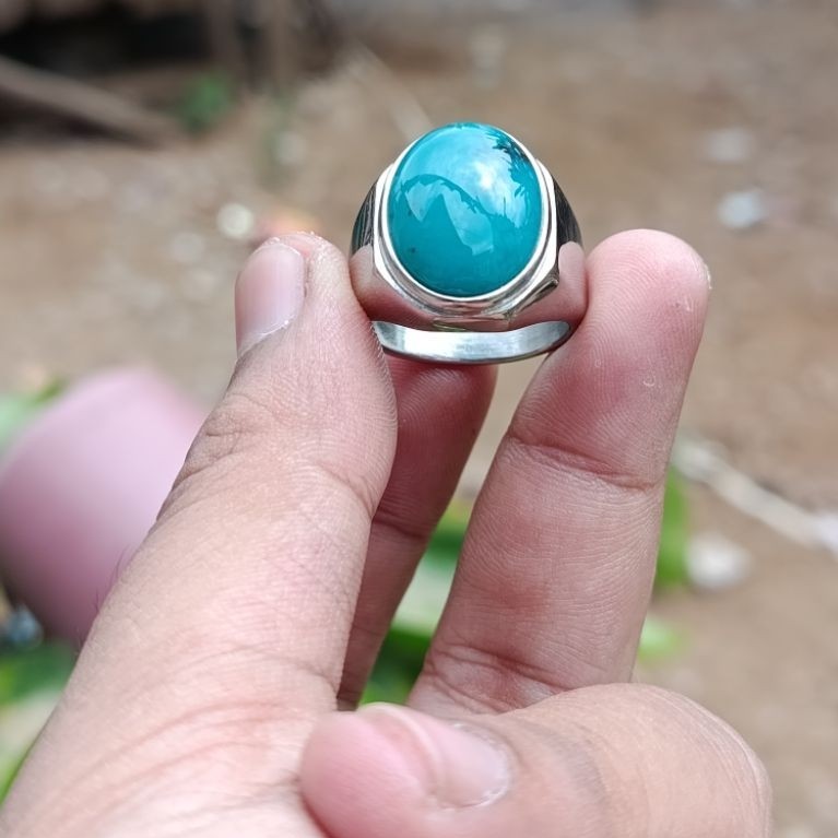 Cincin batu bacan doko majiko biru kristal natural